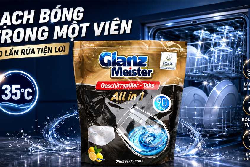 Cùng Điện máy ChefZone tìm hiểu giải pháp làm sạch và bảo vệ toàn diện với viên rửa chén Glanz Meister All in 1 Ultimate