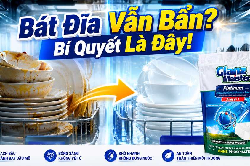 Cùng Điện máy ChefZone và Glanz Meister tìm hiểu vì Sao Bát Đĩa Vẫn Bẩn Sau Khi Rửa Máy? Bí Quyết Nằm Ở Viên Rửa